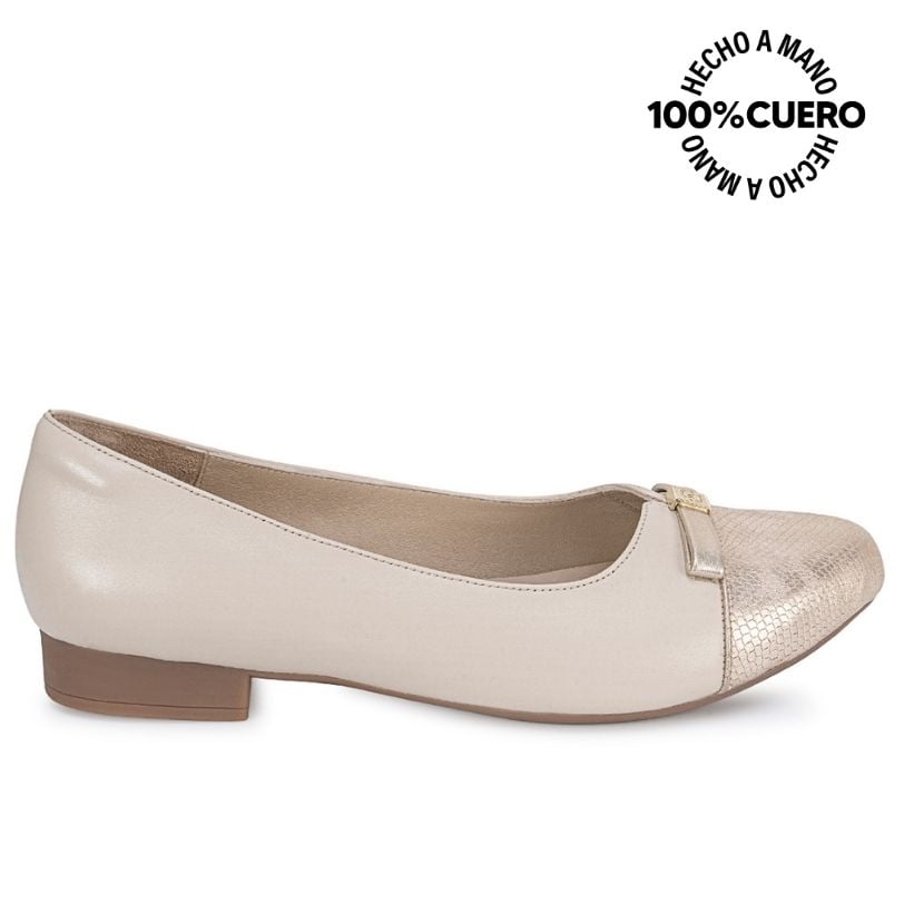 ZAPATO BALLERINA CASUAL ECO-2620 HUES/DORAD CUERO VIALE - 1