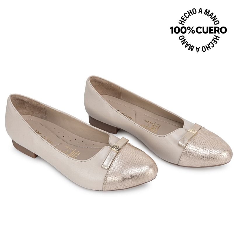 ZAPATO BALLERINA CASUAL ECO-2620 HUES/DORAD CUERO VIALE - 4