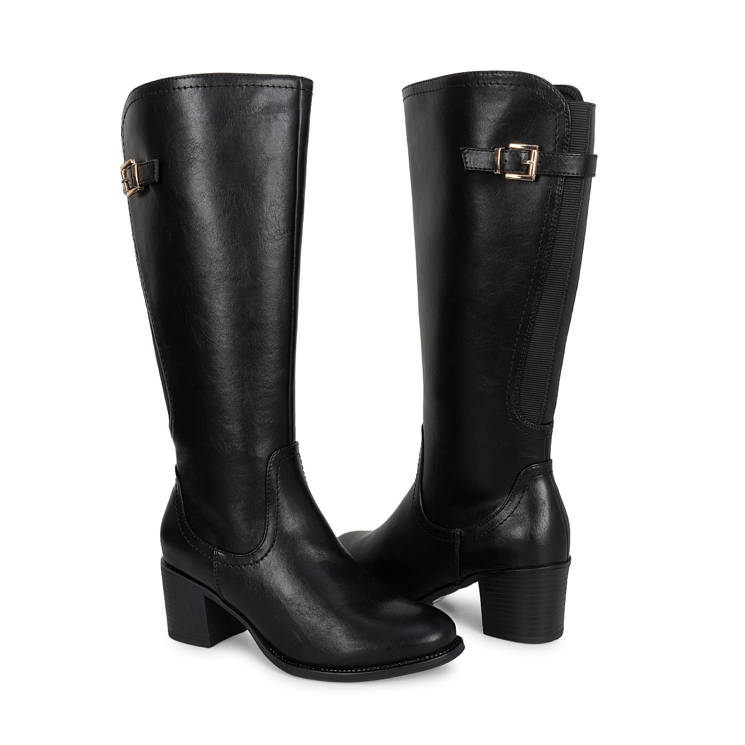 BOTA ALTA JODHPUR CASUAL DAVI-2606 NEGRO SINTETICO ANN D VIAN - 2