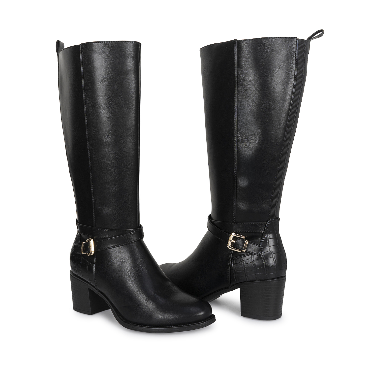 BOTA ALTA JODHPUR CASUAL DAVI-2605 NEGRO SINTETICO ANN D VIAN - 2