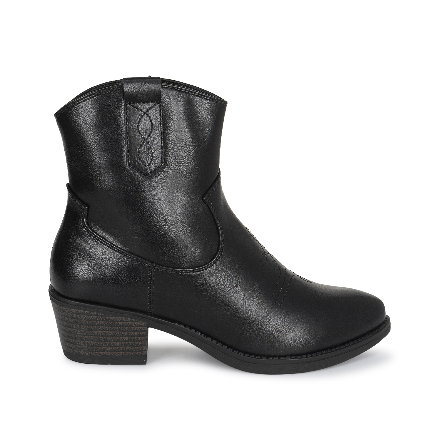 BOTIN TEXANA CASUAL DAVI-2614 NEGRO SINTETICO ANN D VIAN - 1