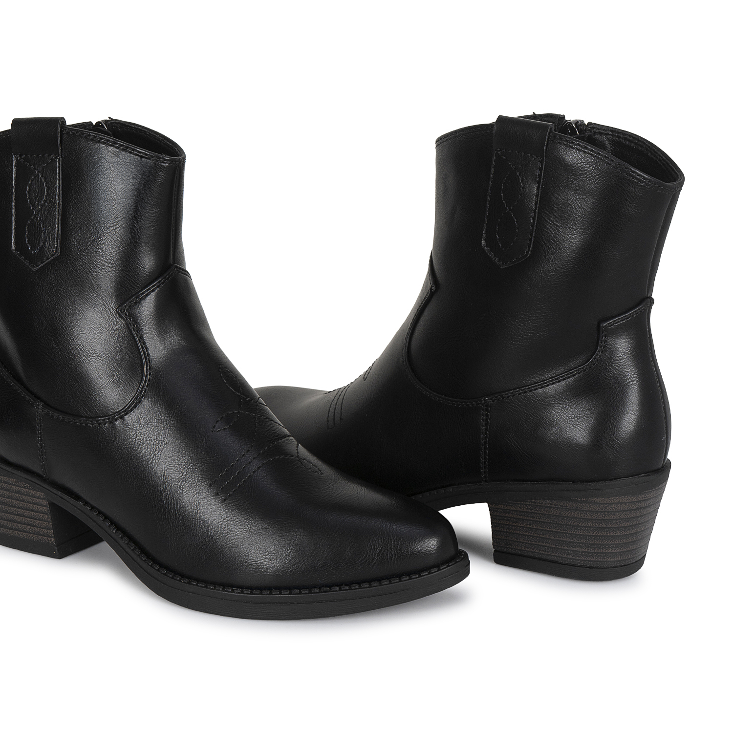 BOTIN TEXANA CASUAL DAVI-2614 NEGRO SINTETICO ANN D VIAN - 2