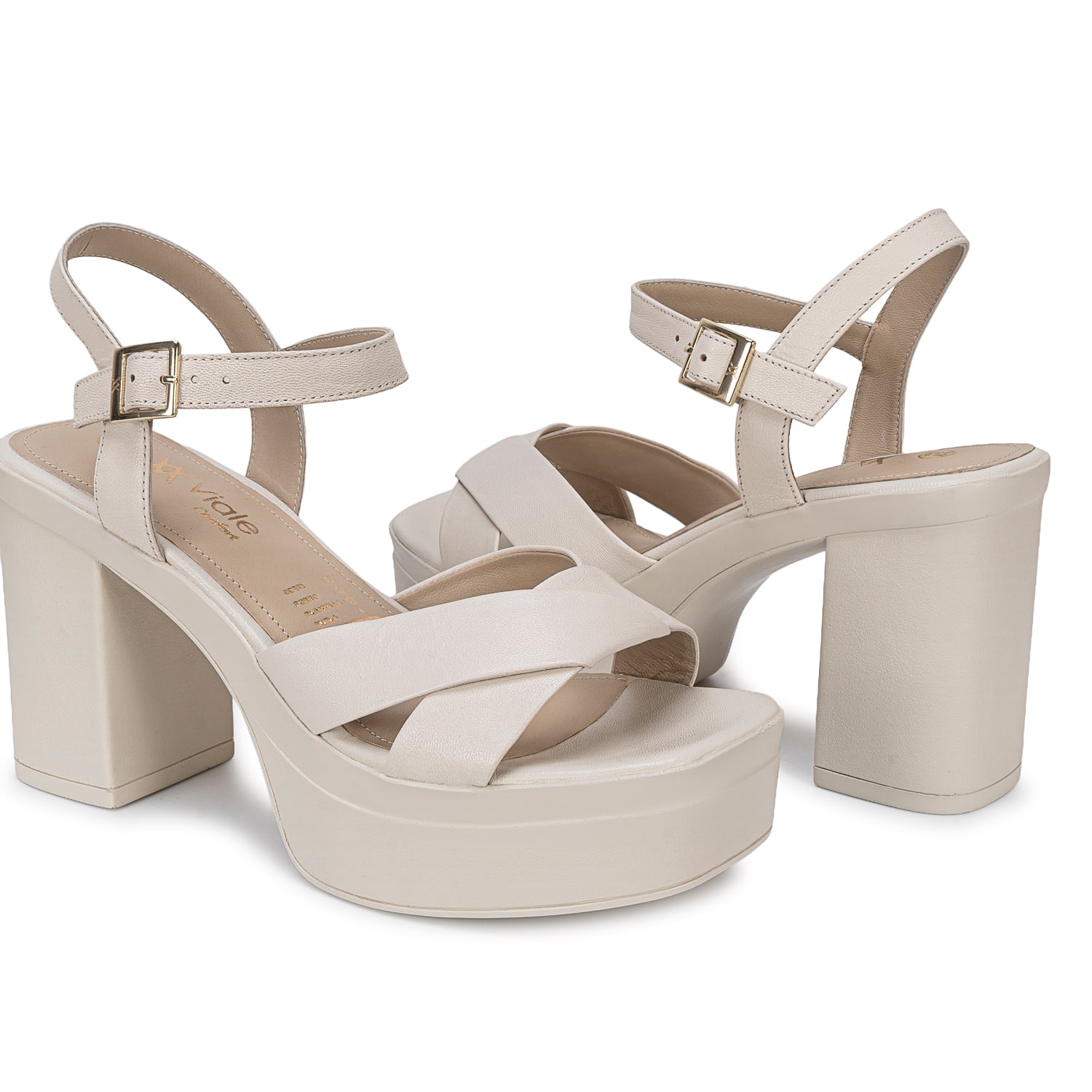 SANDALIA D'ORSAY CASUAL ECO-2701 HUESO VIALE CUERO - 2