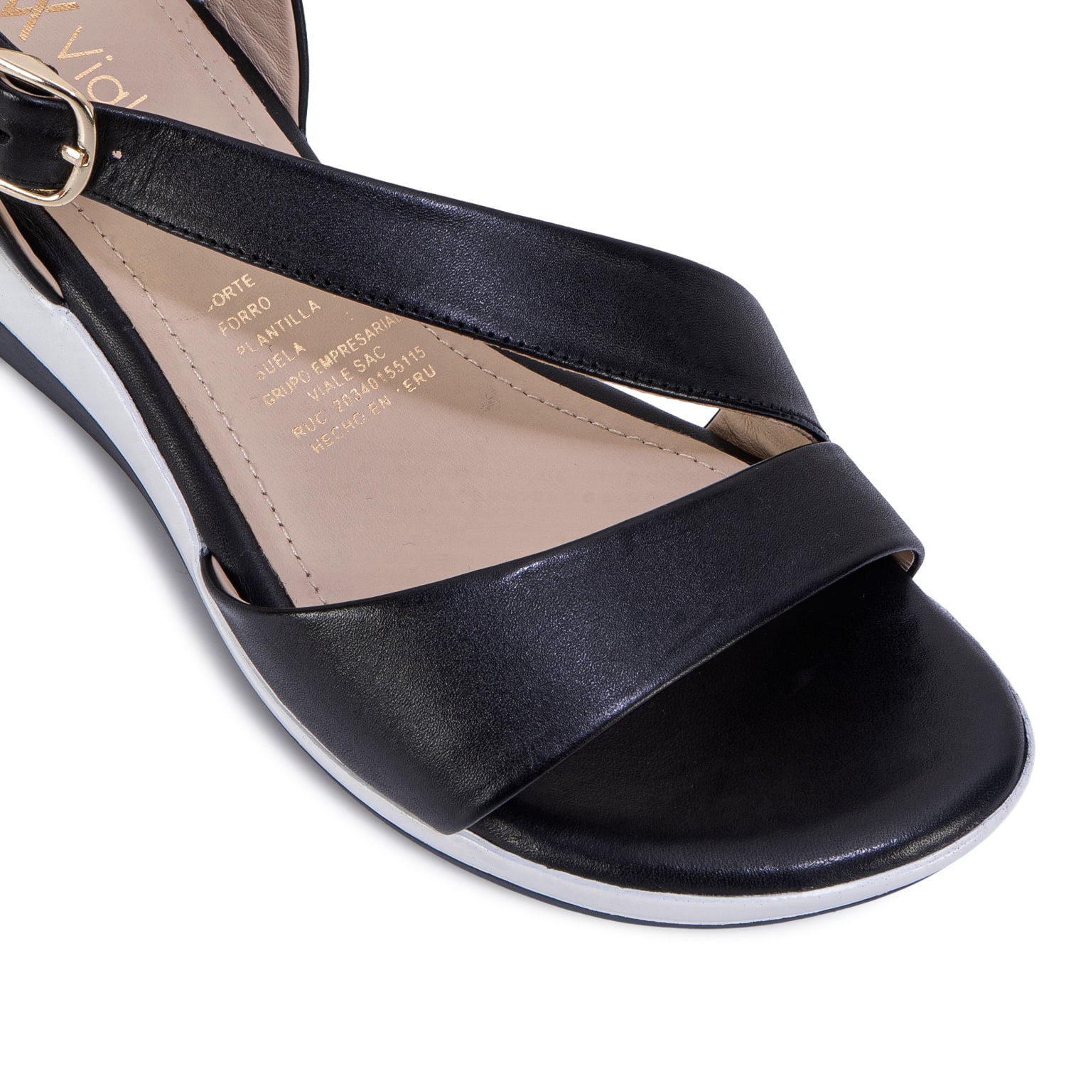 SANDALIA STRAP CASUAL ALE-2734 NEGRO VIALE CUERO - 3