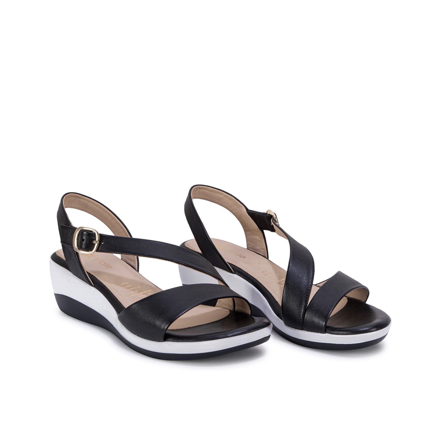 SANDALIA STRAP CASUAL ALE-2734 NEGRO VIALE CUERO - 4