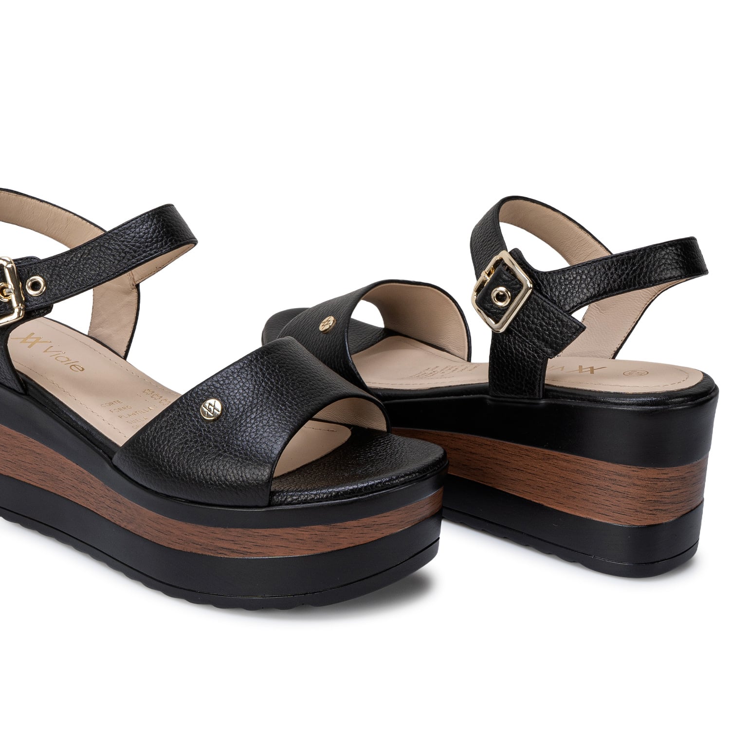 SANDALIA D'ORSAY CASUAL DAYA-2707 NEGRO VIALE CUERO - 2