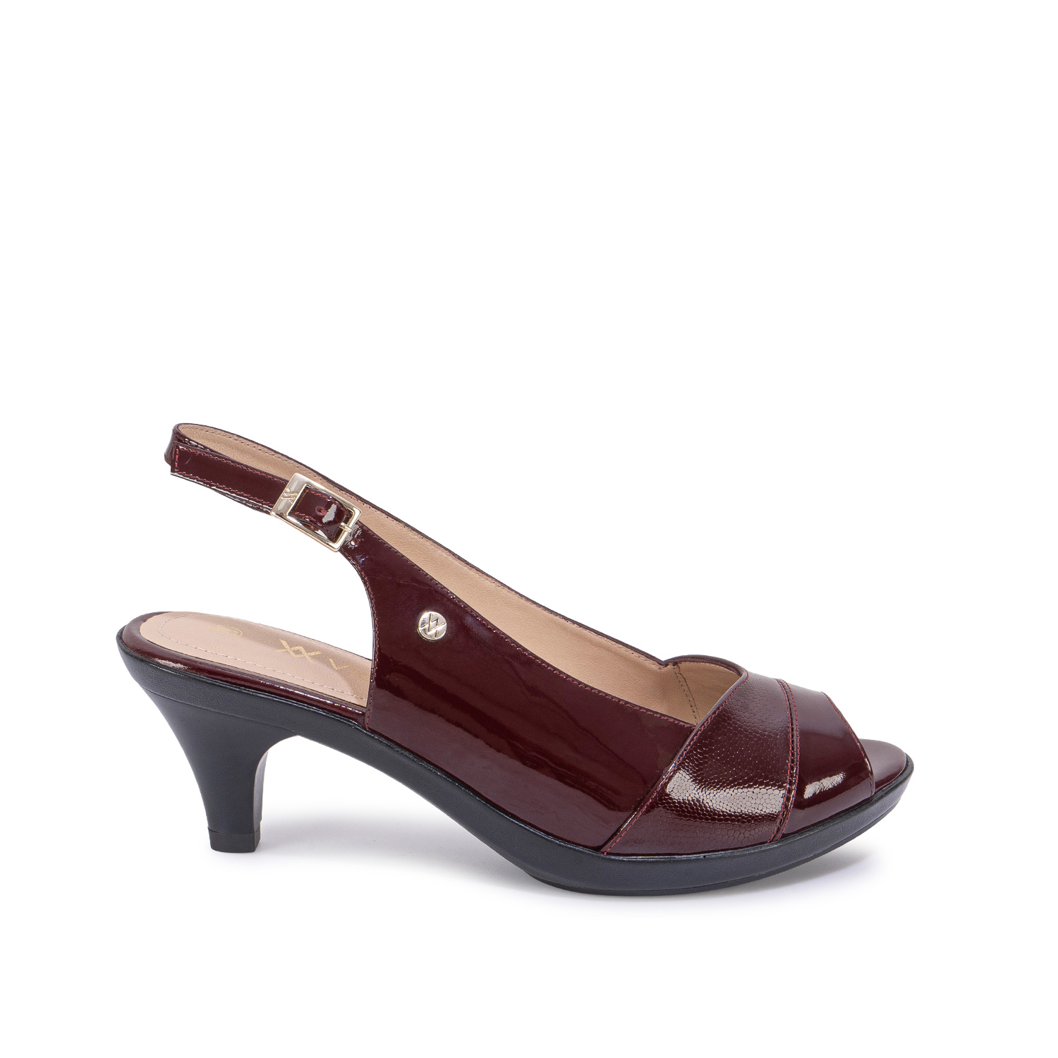 SANDALIA PEEP TOE CASUAL LINDA-2710 ROJO OSCUR VIALE CUERO - 1