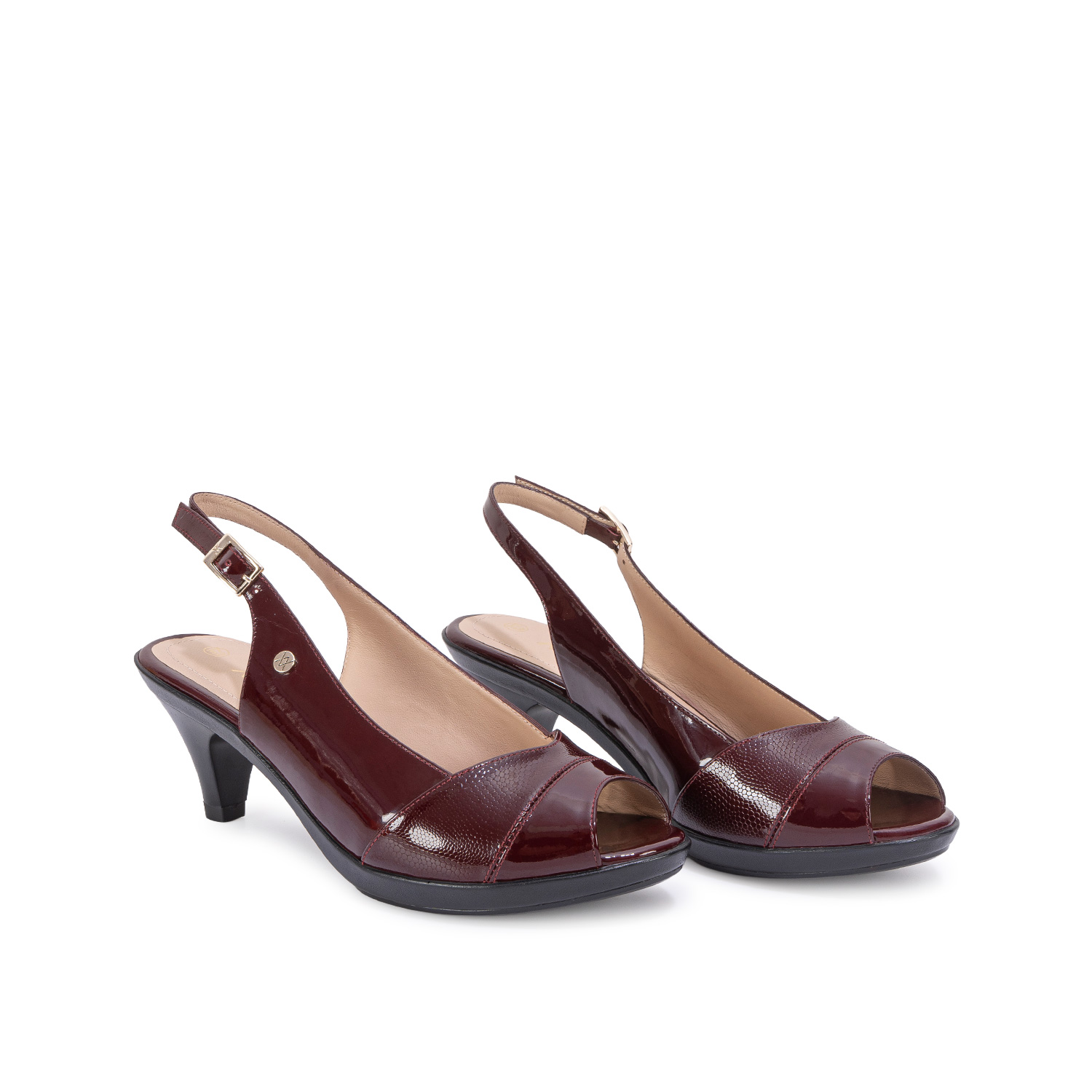 SANDALIA PEEP TOE CASUAL LINDA-2710 ROJO OSCUR VIALE CUERO - 4