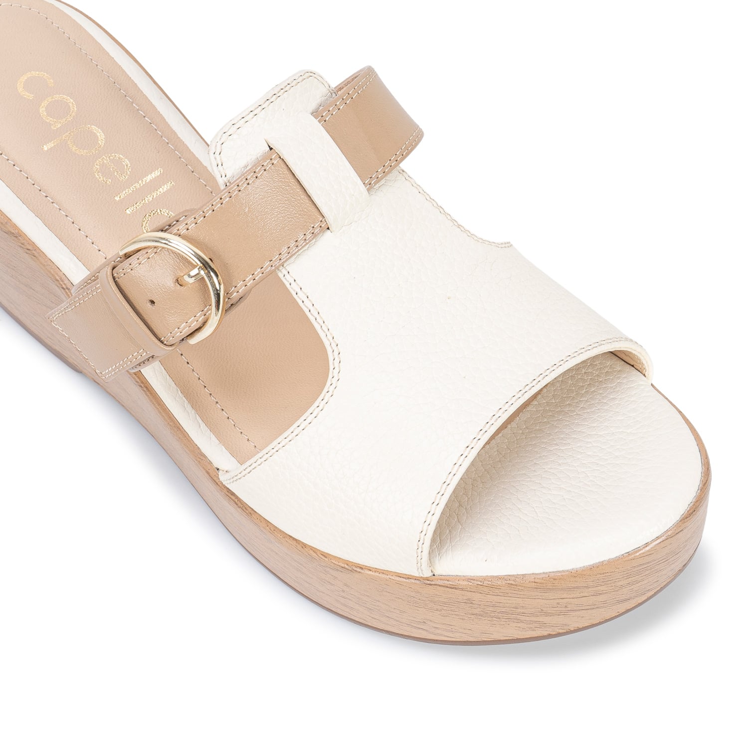 SANDALIA SLIDE CASUAL LINDA-2730 HUESO VIALE CUERO - 3