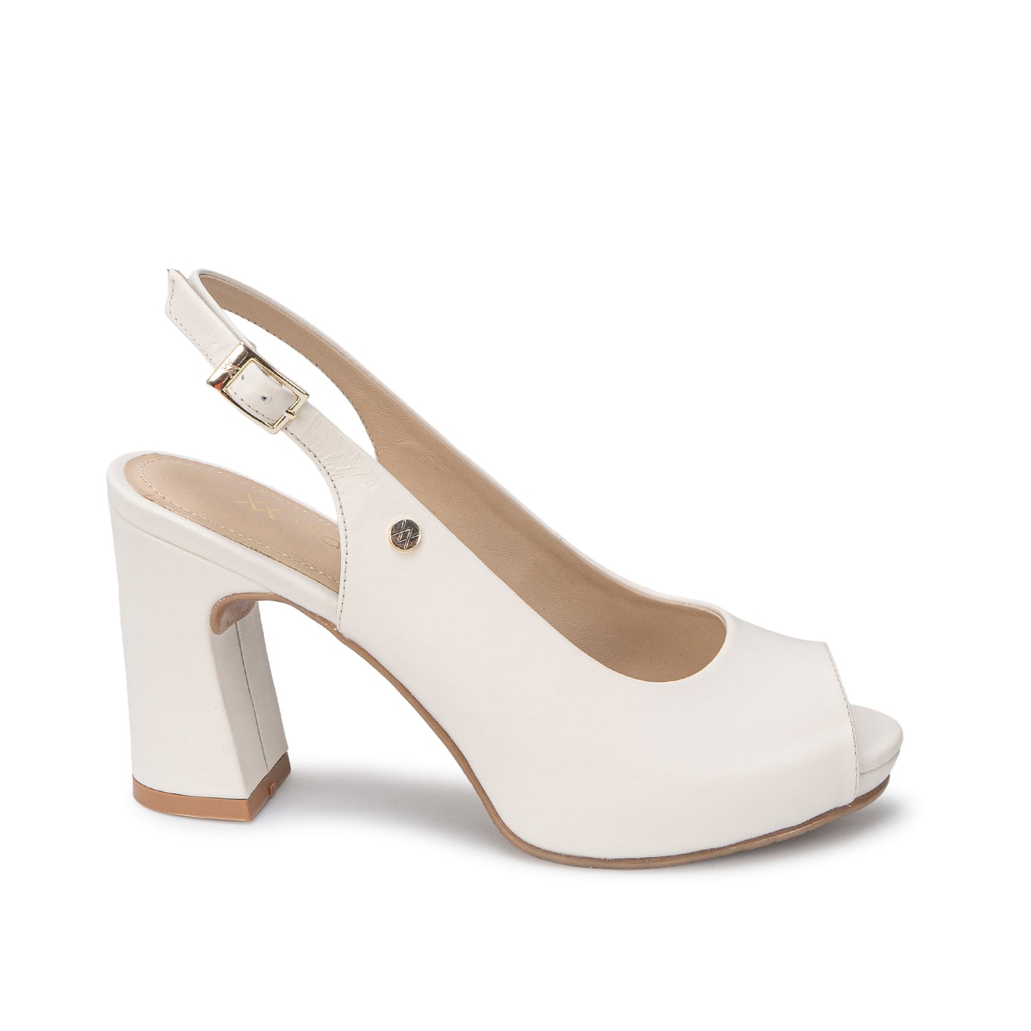 SANDALIA PEEP TOE CASUAL TERI-2741 HUESO VIALE CUERO - 1