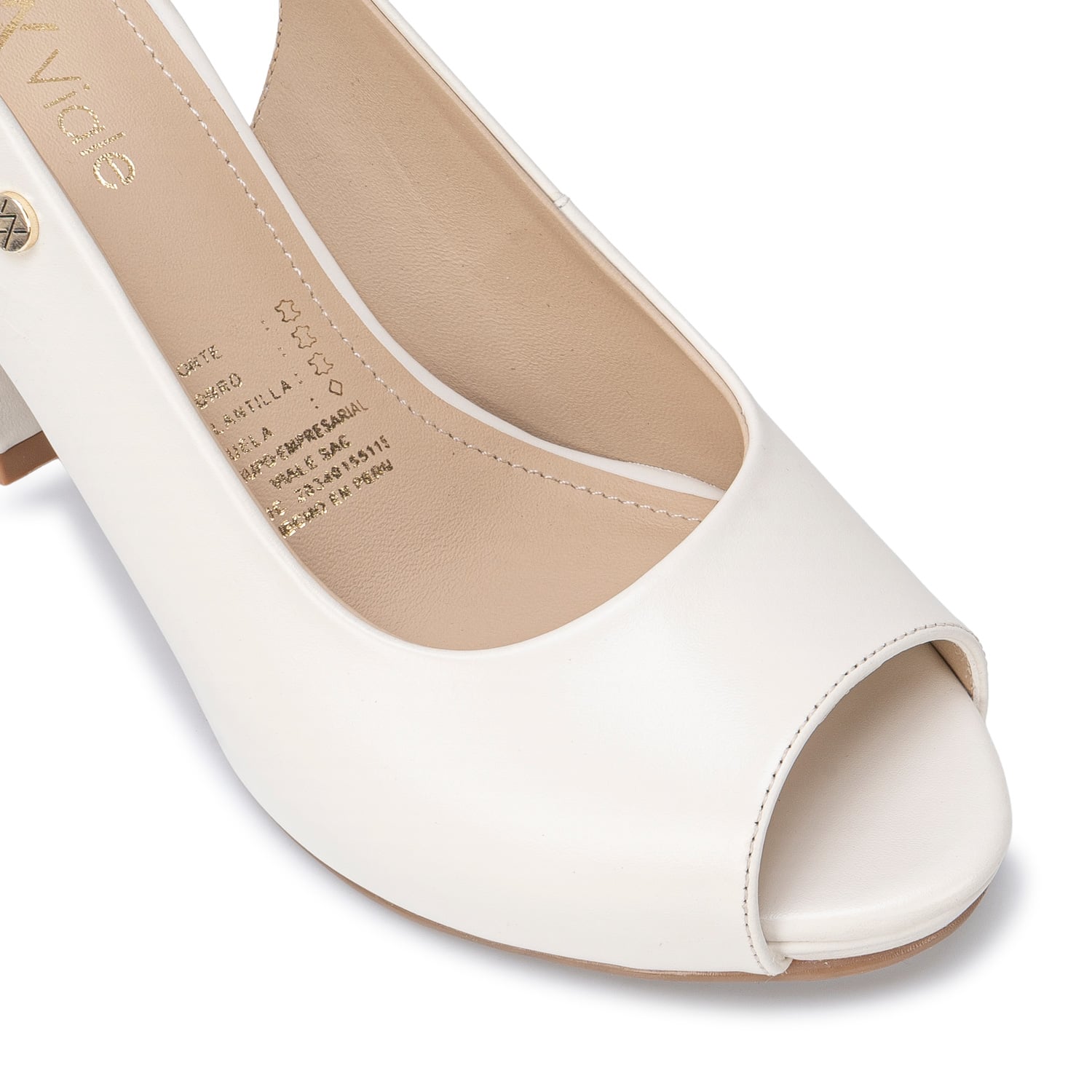 SANDALIA PEEP TOE CASUAL TERI-2741 HUESO VIALE CUERO - 3