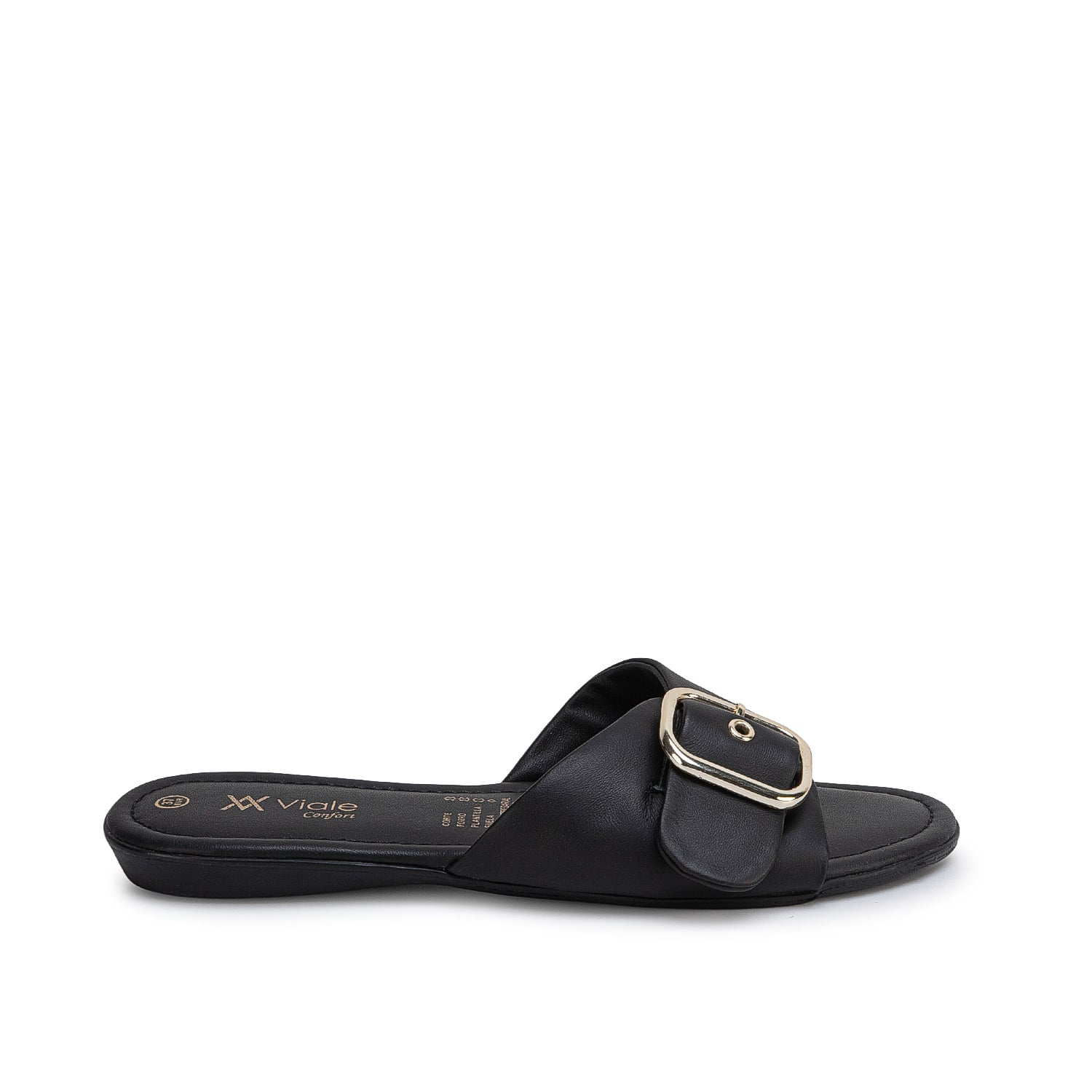 SANDALIA SLIDE CASUAL SILVI-2703 NEGRO VIALE CUERO - 1