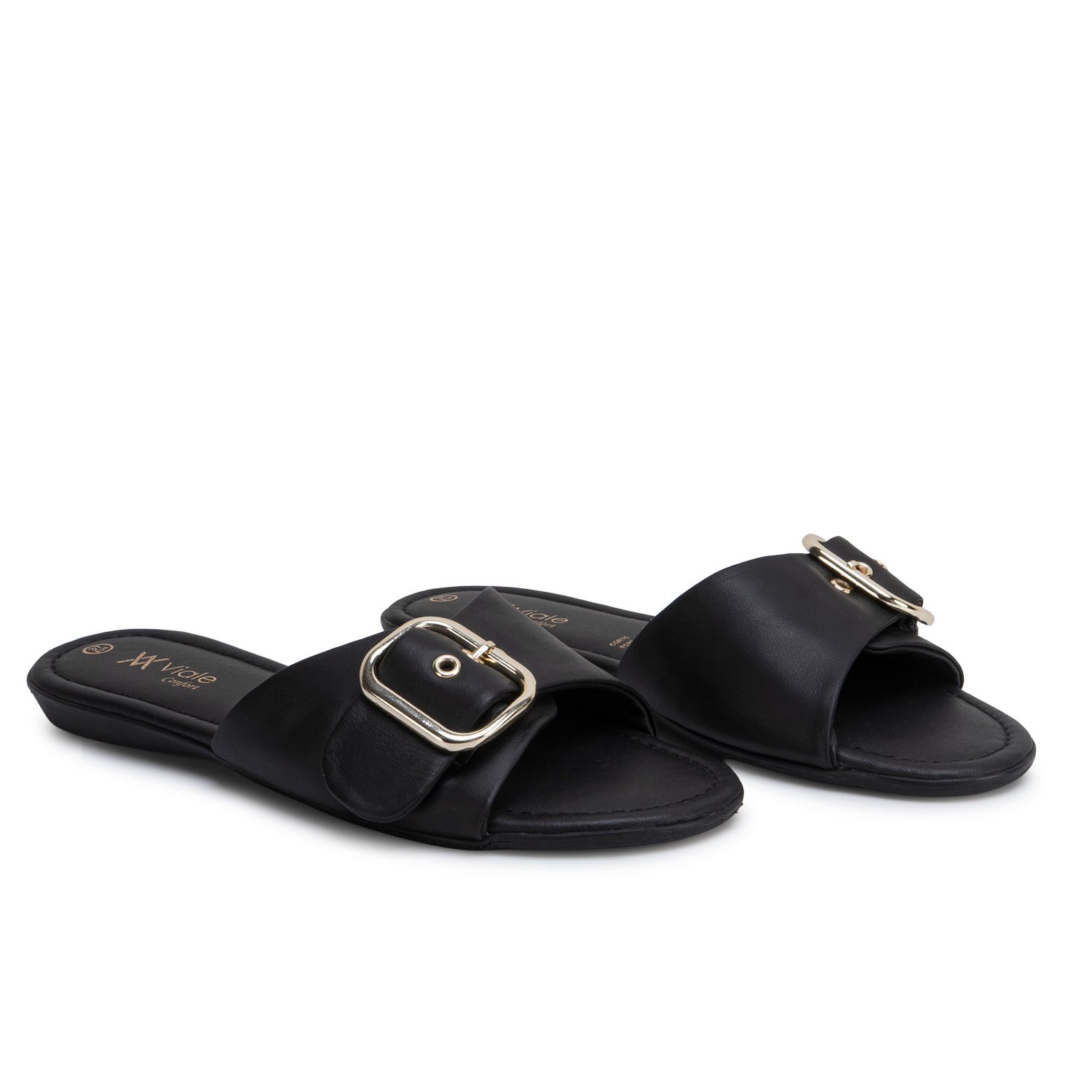 SANDALIA SLIDE CASUAL SILVI-2703 NEGRO VIALE CUERO - 4