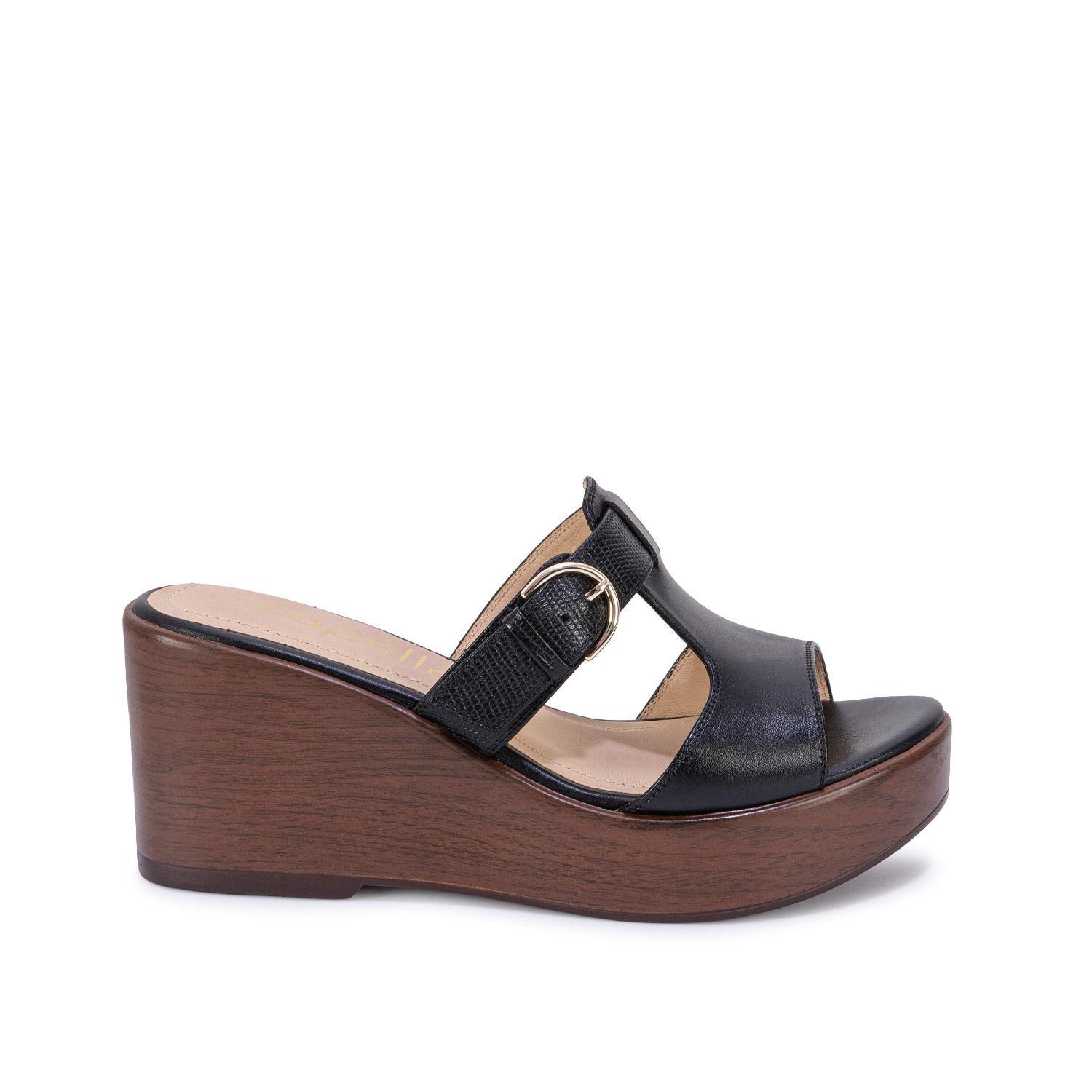 SANDALIA SLIDE CASUAL LINDA-2730 NEGRO VIALE CUERO - 1