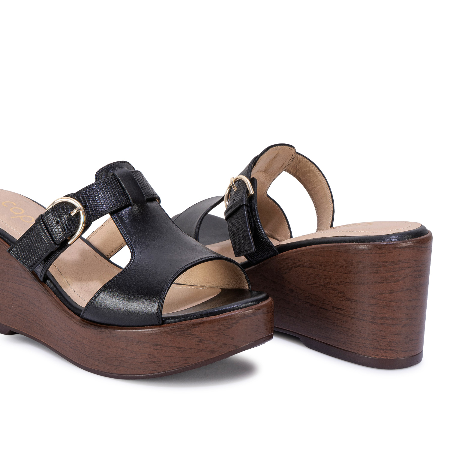 SANDALIA SLIDE CASUAL LINDA-2730 NEGRO VIALE CUERO - 2