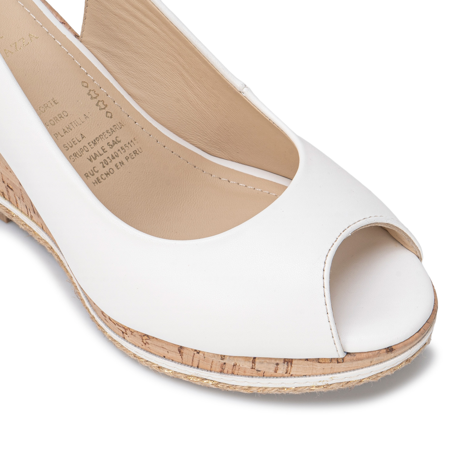 SANDALIA PEEP TOE CASUAL WAL-2708 BLANCO PIAZZA - 3