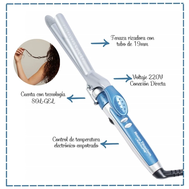 RIZADOR DE CABELLO BABYLISS PRO BABNT75S PE BABYLISSPRO NANO TITANIUM 3/4" 19MM 401°F - 3
