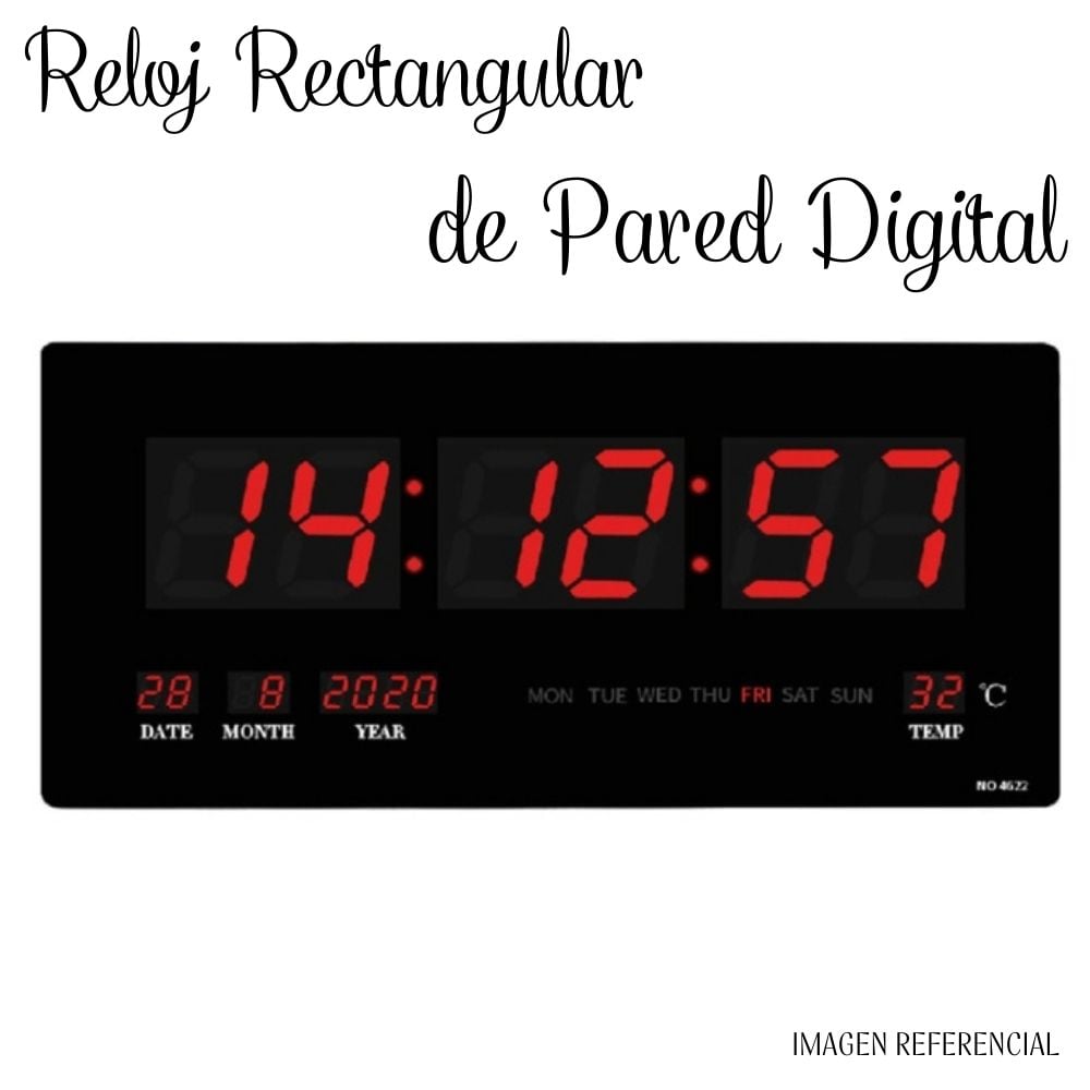 RELOJ RECTANGULAR DE PARED CON PANTALLA DIGITAL - 1