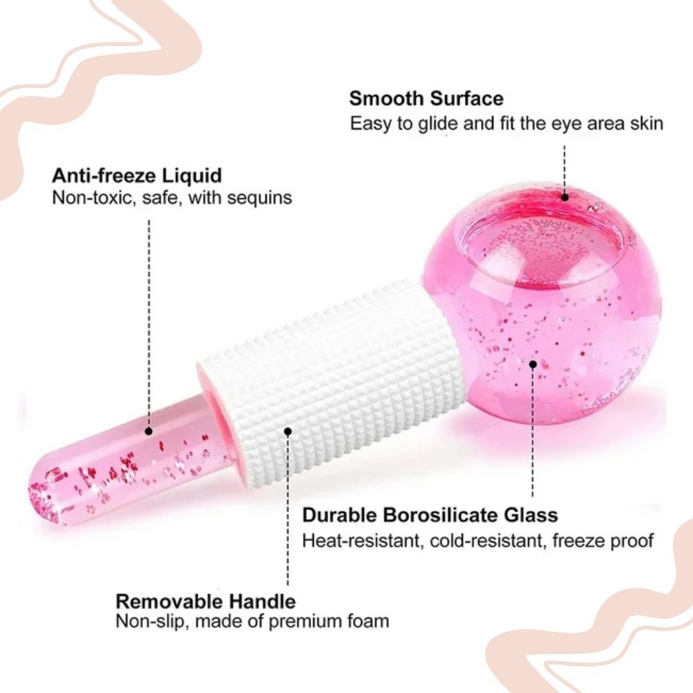 RODILLO MASAJEADOR FACIAL ESFERAS FRIAS ICE GLOBES - ROSADO - 2