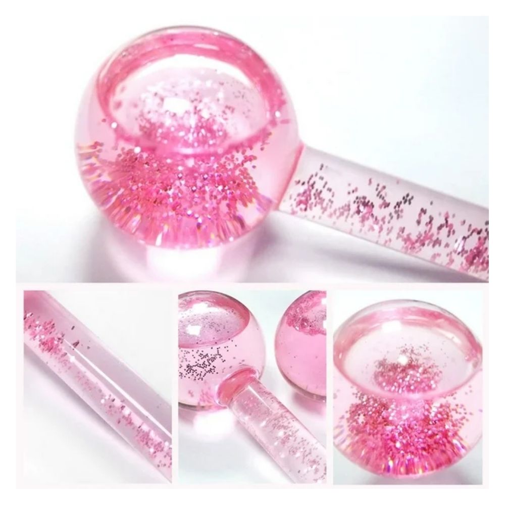 RODILLO MASAJEADOR FACIAL ESFERAS FRIAS ICE GLOBES - ROSADO - 3