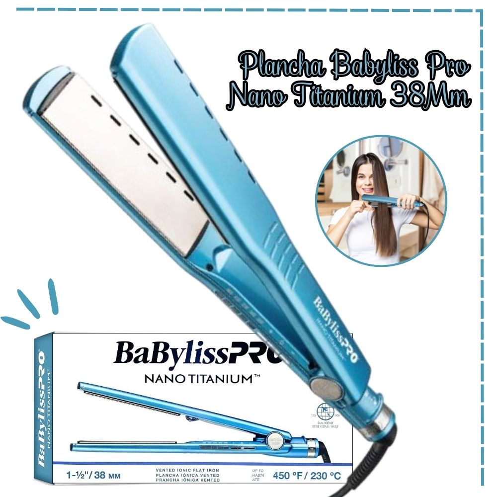 PLANCHA ALISADORA DE CABELLO BABYLISS PRO BNT4093TPE NANO TITANIO BABYLISSPRO NANO TITANIUM 38MM 1 ½ - 1