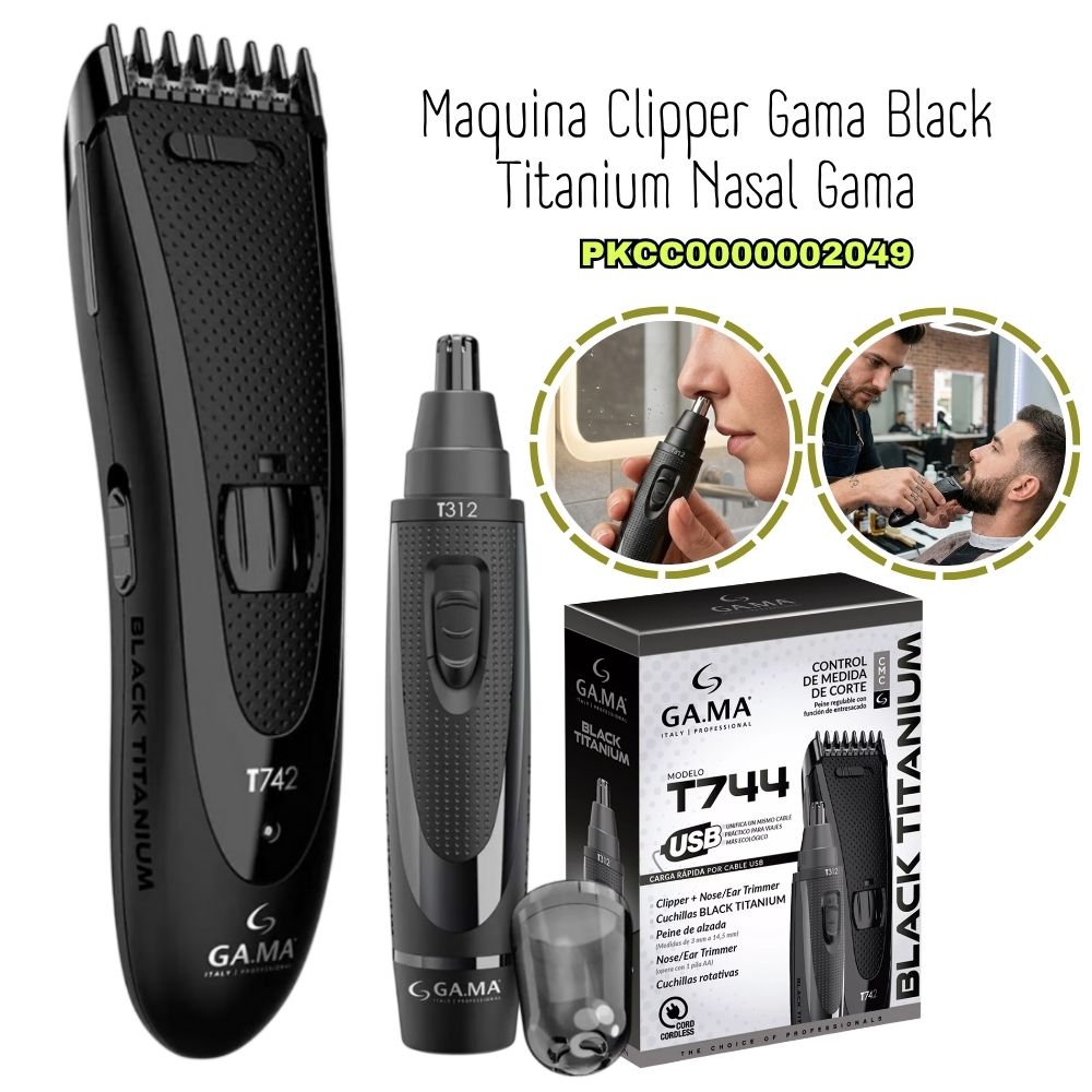 MAQUINA GAMA CLIPPER BLACK TITANIUM NASAL T744 - 1
