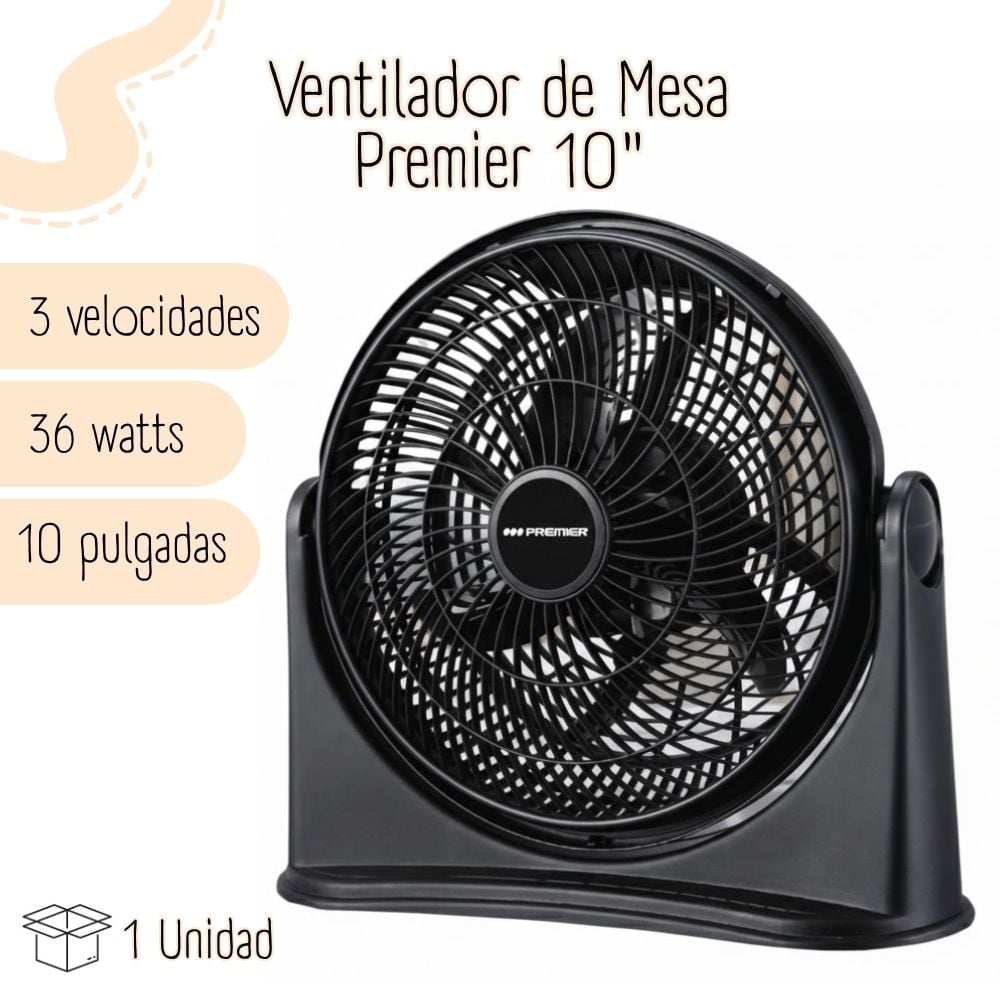VENTILADOR DE PIE MESA PREMIER 85632 40 WATTS 10" NEGRO - 1