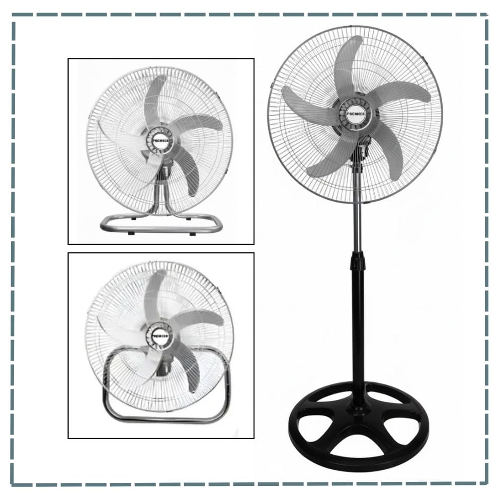 COMBO 2 VENTILADOR DE PIE PREMIER AB-18PR-5BX2 160 WATTS 5 ASPAS PLATEADO AB-18PR-5B - 3