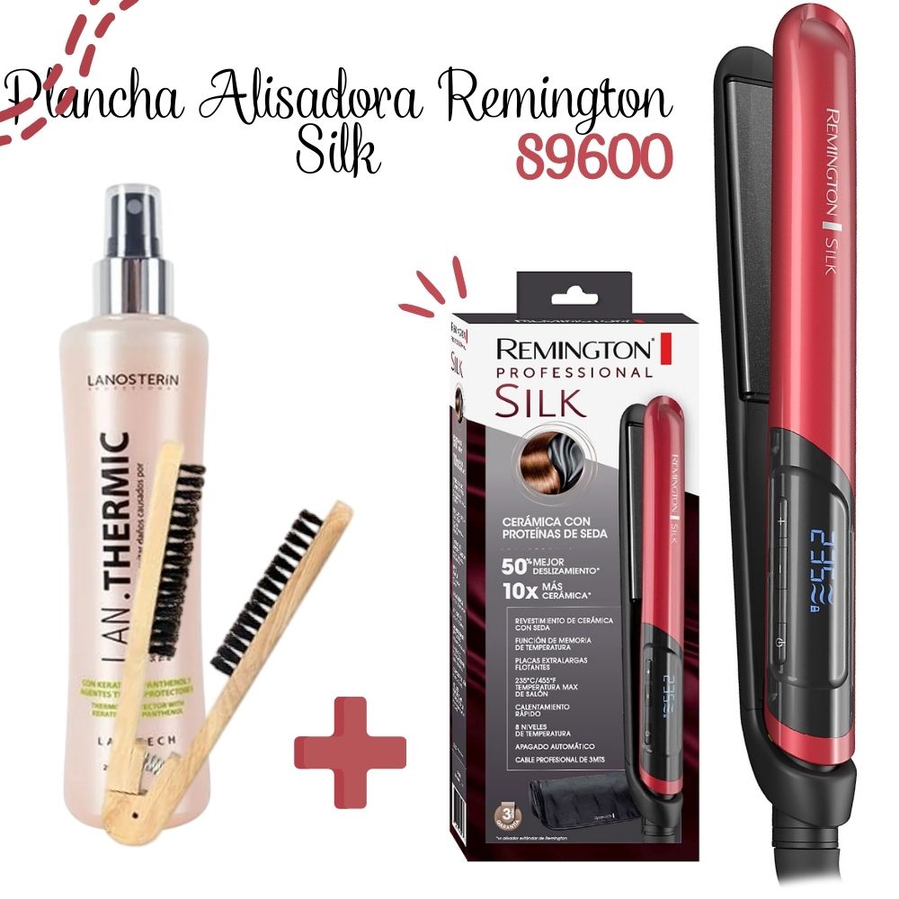 ALISADORA REMINGTON SILK S9600 + CEPILLO + TERMO PROTECTOR - 1
