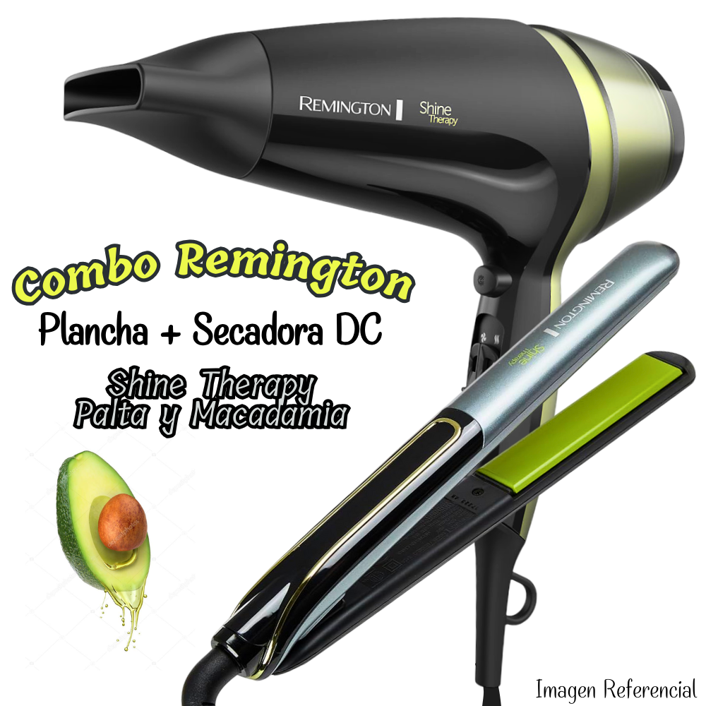 COMBO PLANCHA ALISADOR REMINGTON SHINE THERAPY S12A Y SECADORA REMINGTON SHINE THERAPY D13A - S12AD13ASP - 1