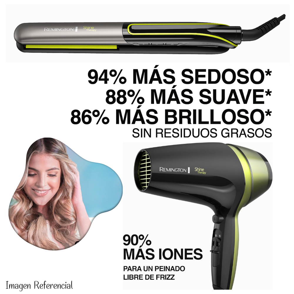 COMBO PLANCHA ALISADOR REMINGTON SHINE THERAPY S12A Y SECADORA REMINGTON SHINE THERAPY D13A - S12AD13ASP - 4