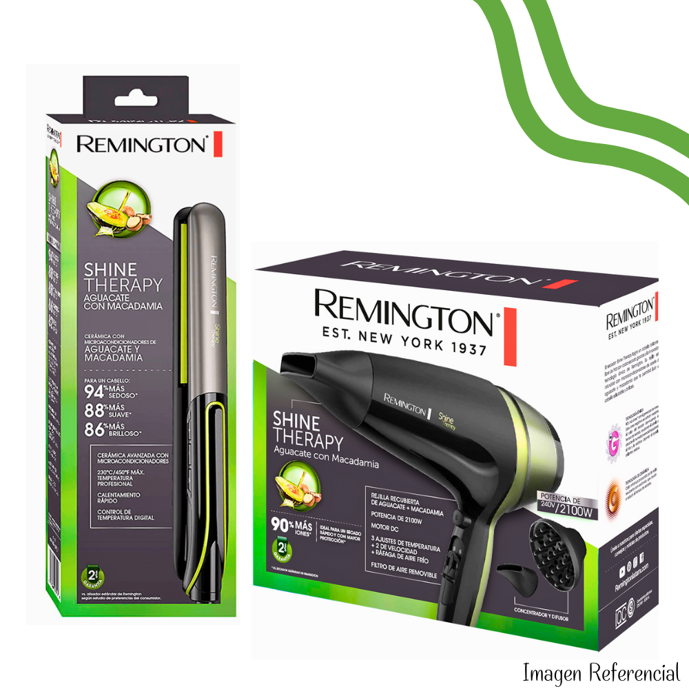 COMBO PLANCHA ALISADOR REMINGTON SHINE THERAPY S12A Y SECADORA REMINGTON SHINE THERAPY D13A - S12AD13ASP - 6