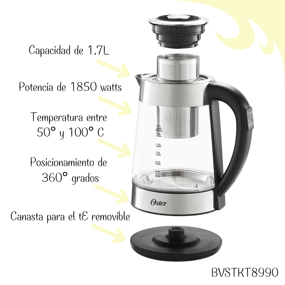 HERVIDOR OSTER ELÉCTRICO DE VIDRIO BVSTKT8990 - ACERONEGRO - 2