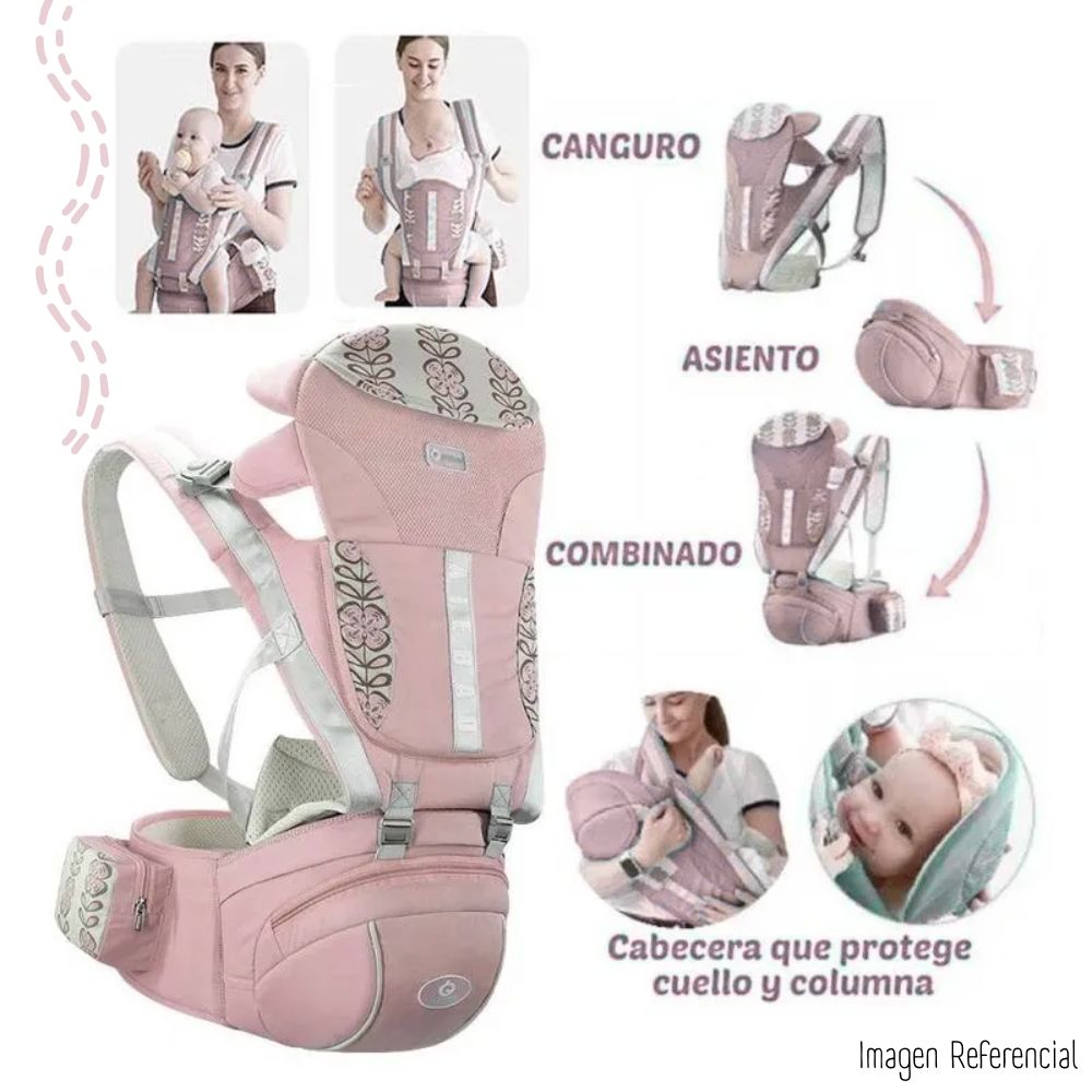 CANGURO ERGONÓMICO PREMIUN PARA BEBÉ - ROSADO - 3