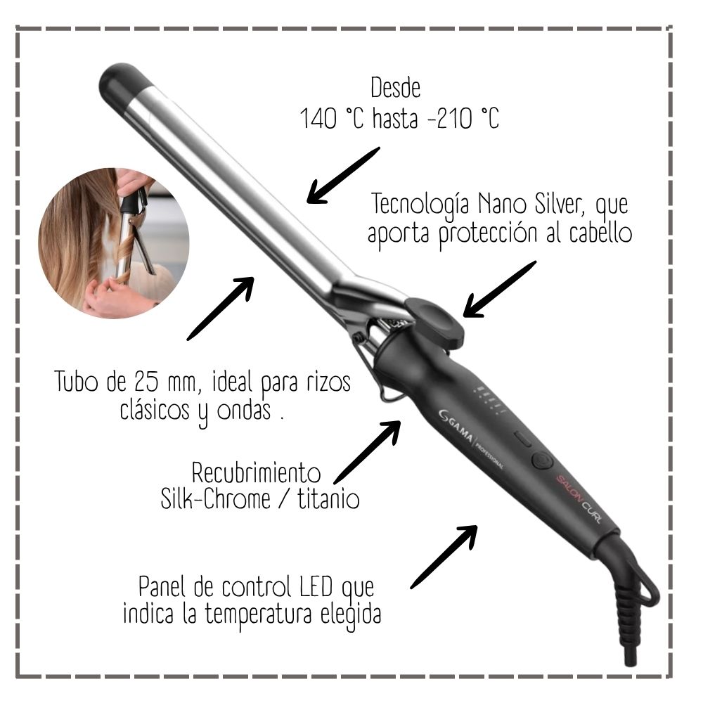 RIZADOR GAMA SALON CURL TITANIO 25MM - 2