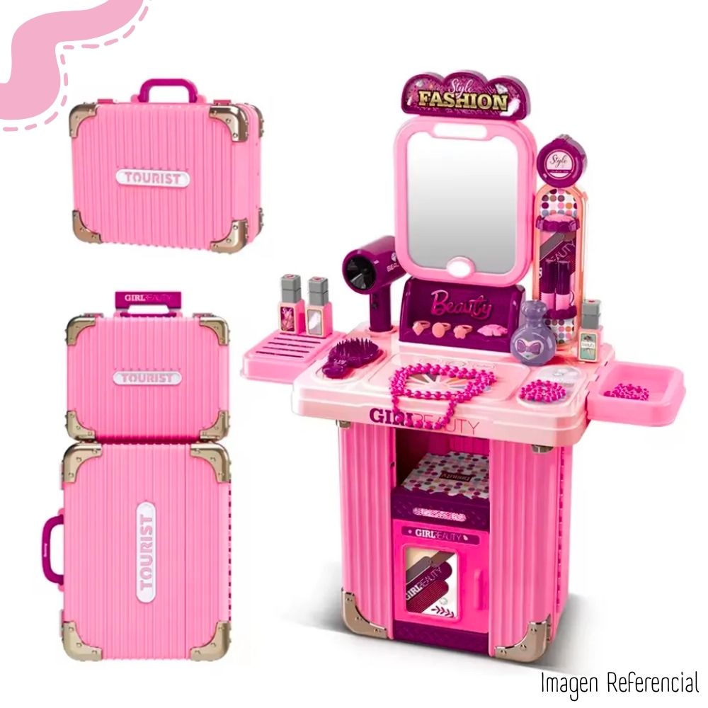 JUEGO MALETA TOCADOR BELLEZA ROSADO 2 EN 1 - 3