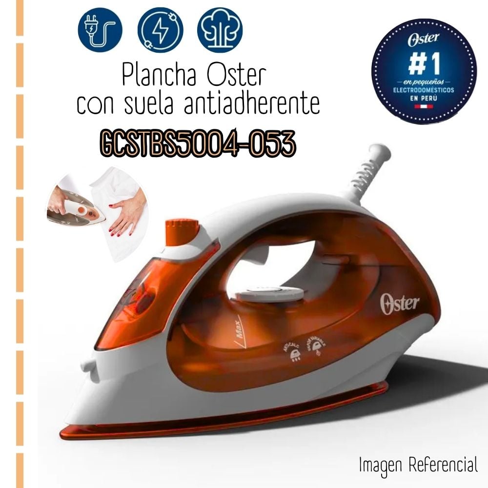 PLANCHA COMPACTA C/SUELA ANTIADHERENTE OSTER GCSTBS5004 - NARANJA - 1