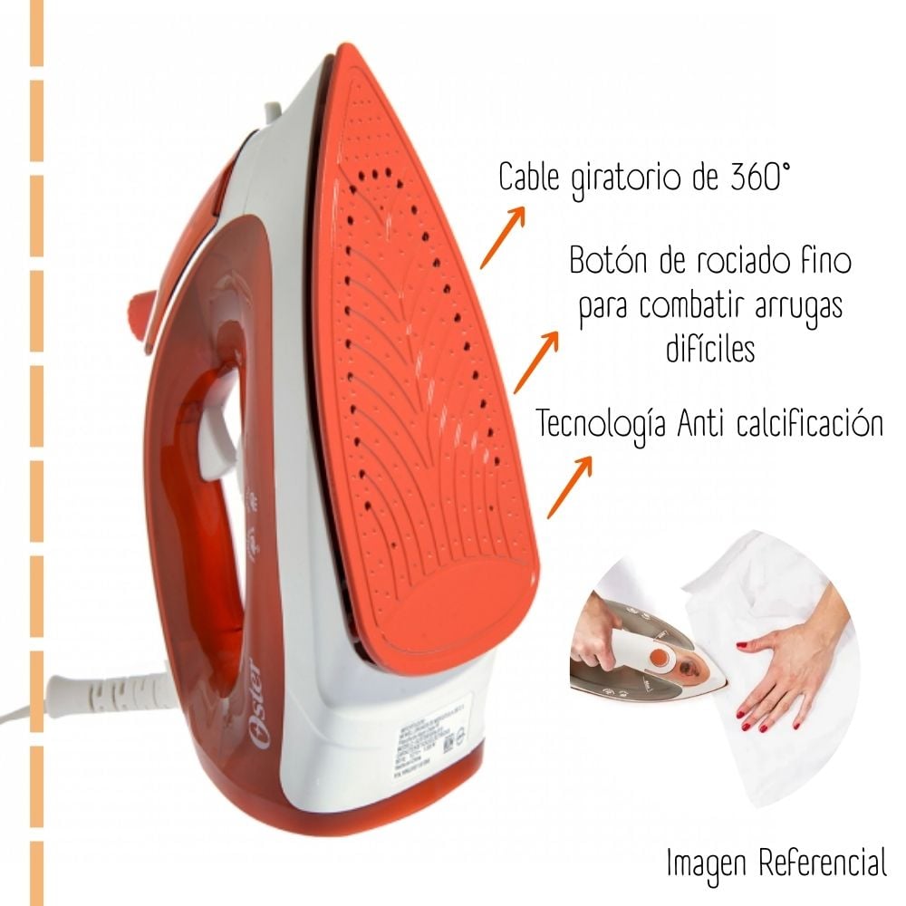 PLANCHA COMPACTA C/SUELA ANTIADHERENTE OSTER GCSTBS5004 - NARANJA - 3