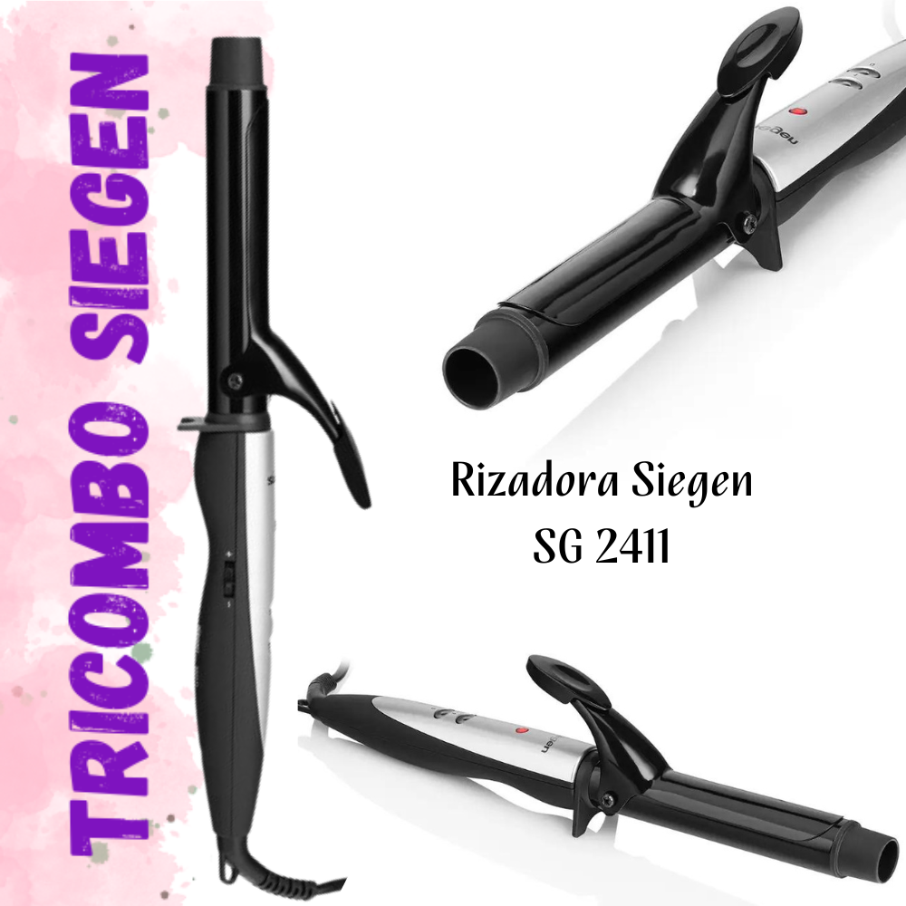 TRICOMBO PLANCHA ALISADORA SIEGEN SG-4750 + RIZADORA SIEGEN  25 MM + SECADORA SIEGEN  SG3031 2200W - 3