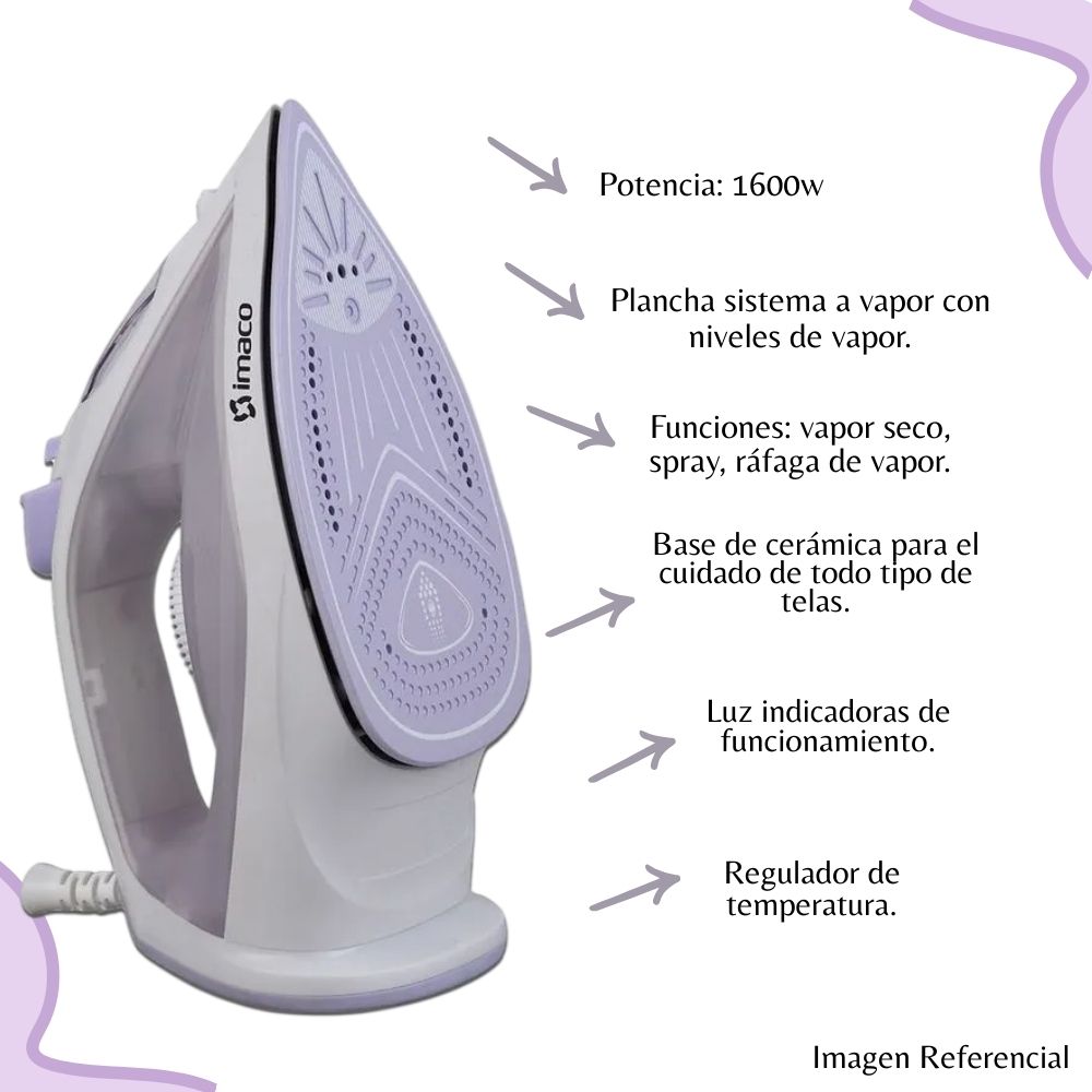 PLANCHA A VAPOR IMACO DE 1600W - ETA1615M - 2