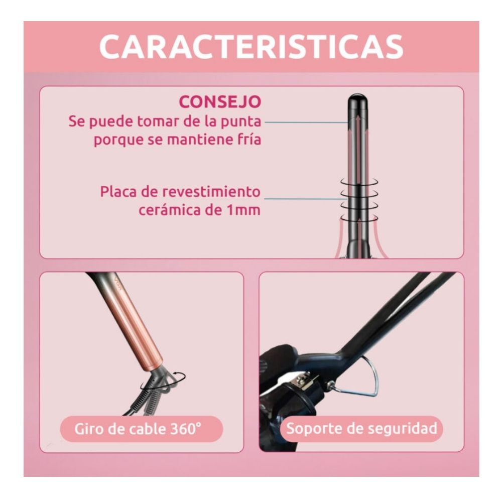 RIZADORA VGR PARA CABELLO DE 19MM V-575 - ROSADO - 3