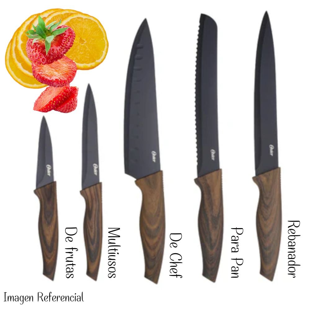 SET 5 PIEZAS CUCHILLOS ACERO INOXIDABLE OSTER GODFREY - NEGRO - 2