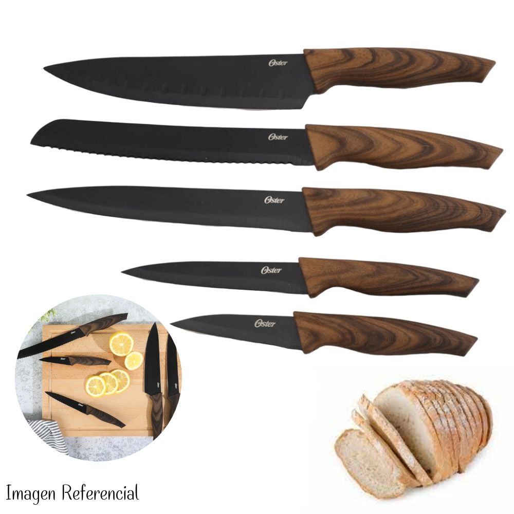 SET 5 PIEZAS CUCHILLOS ACERO INOXIDABLE OSTER GODFREY - NEGRO - 3