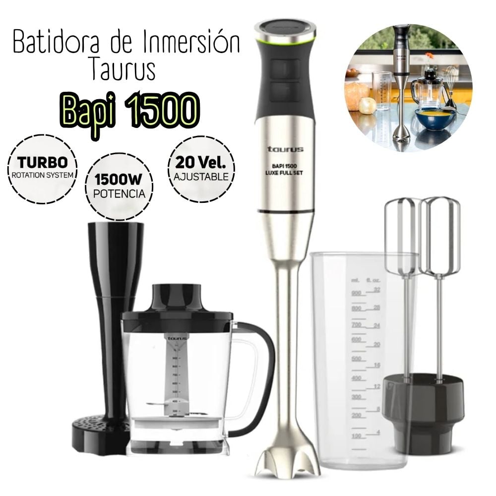 BATIDORA DE INMERSIÓN TAURUS BAPI 1500 LUXE FULL SET - 1