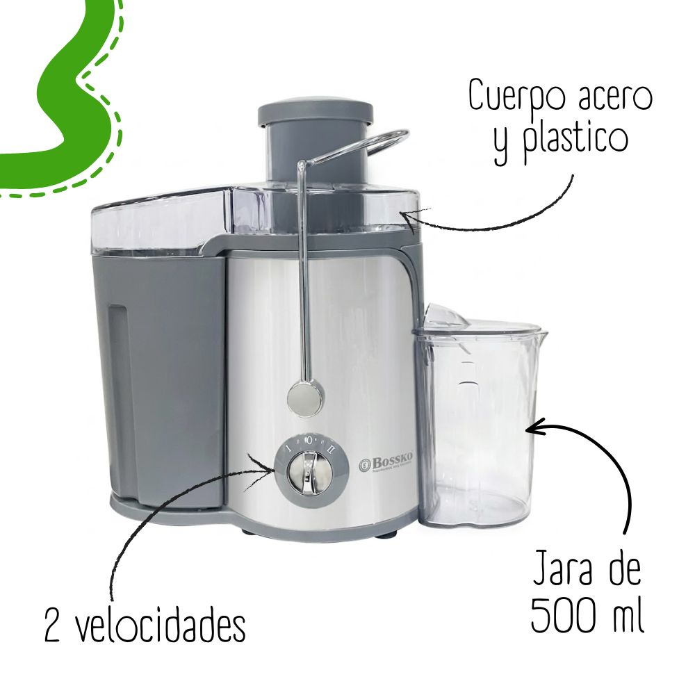 EXTRACTOR DE JUGOS BOSSKO BK-195EJ - 500 W - PLOMO - 2
