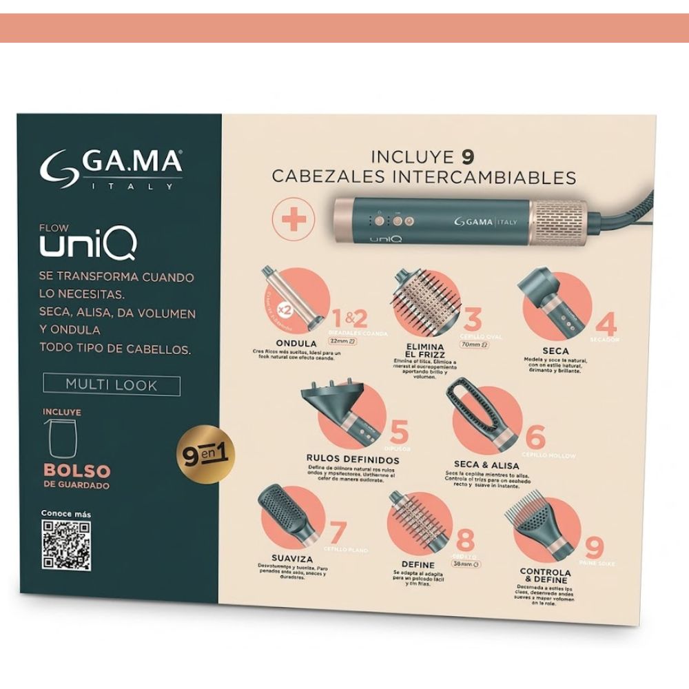 CEPILLO MODELADOR GAMA UNIQ FLOW 9 EN 1 MULTISTYLER - 8