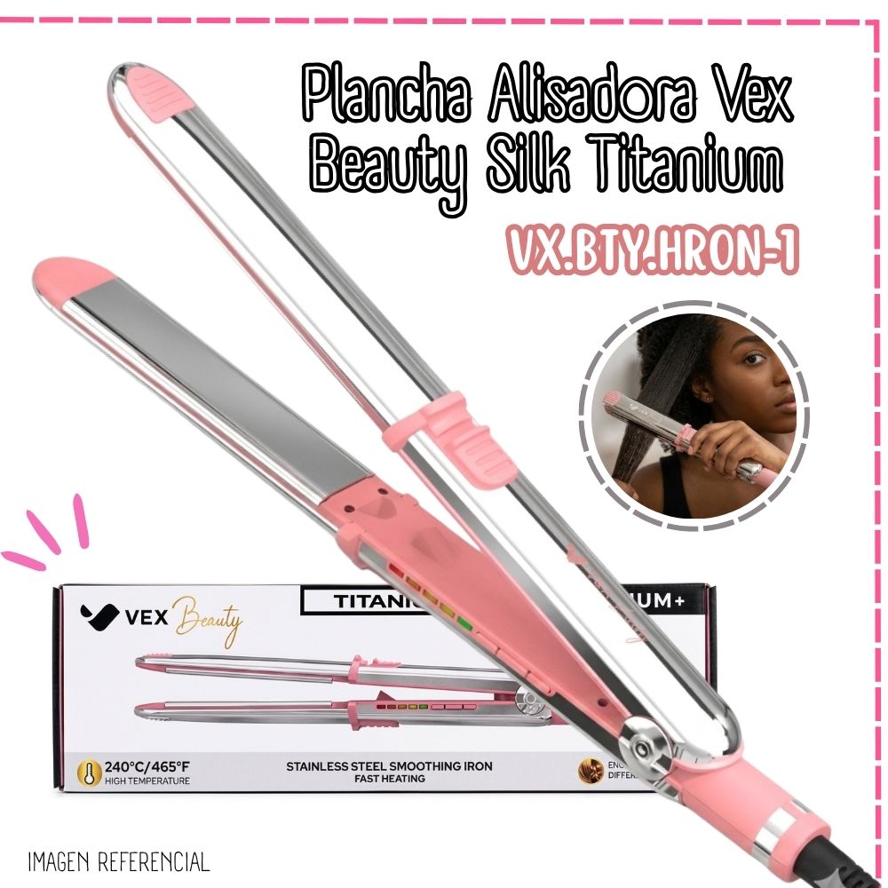 PLANCHA ALISADORA VEX BEAUTY SILK TITANIUM - ROSADO - 1