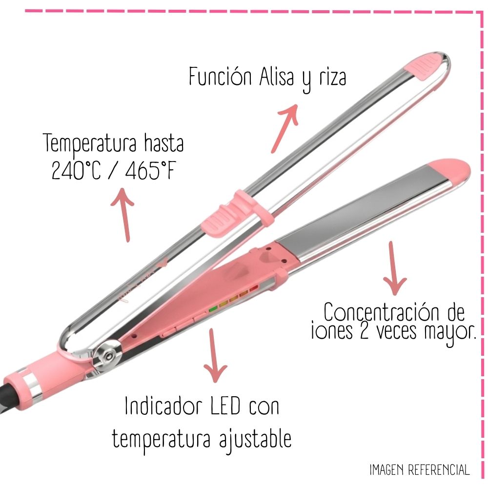 PLANCHA ALISADORA VEX BEAUTY SILK TITANIUM - ROSADO - 2