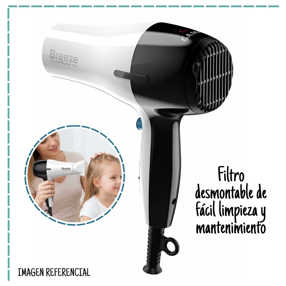 SECADOR DE CABELLO GAMA BREEZE TOURMALINE ANTI-FRIZZ – 2100 WATTS - 2