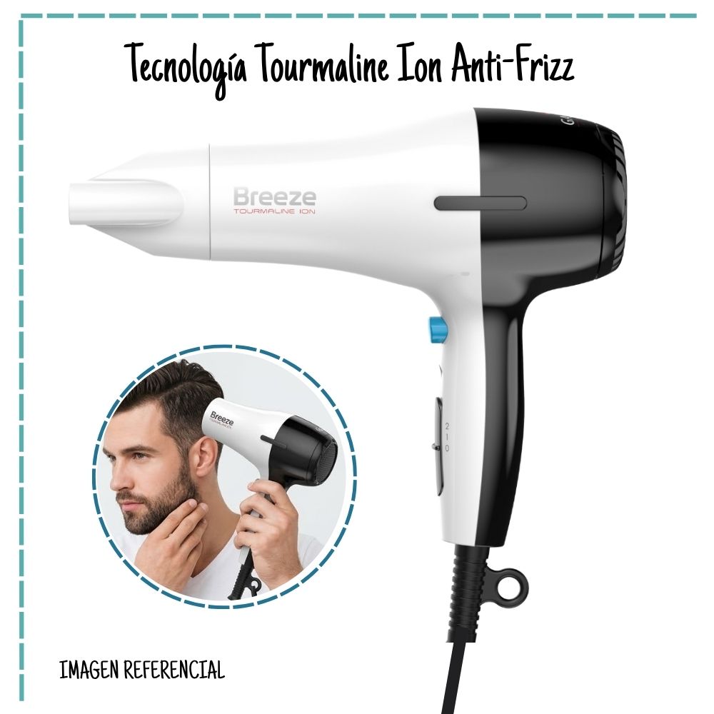 SECADOR DE CABELLO GAMA BREEZE TOURMALINE ANTI-FRIZZ – 2100 WATTS - 3
